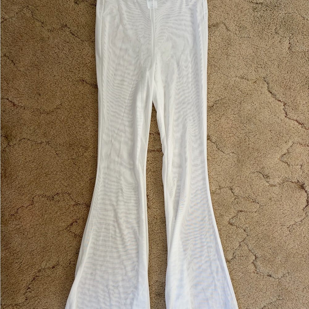 Women’s XS Wild Fable White Sheer Flared Mesh Pants